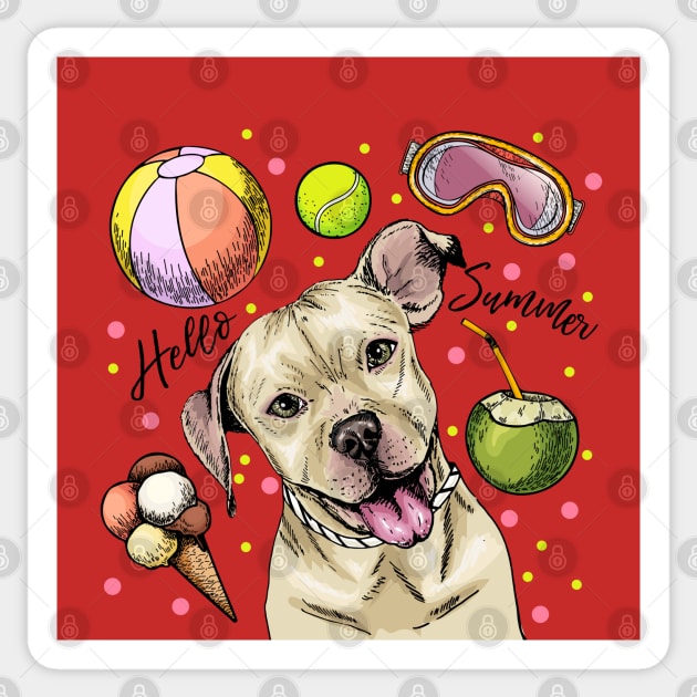 Pitbull Hello Summer Sticker by Mako Design 